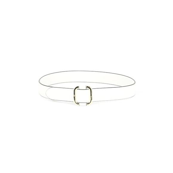 Ralph Lauren Leather Slide-Buckle Belt Spring Gold Hanrdware White Small